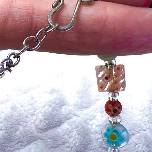 Handcrafted Glass Bead Multicolor 16" Necklace and Anklet Set Lot Hippie Artist - Picture 6 of 6